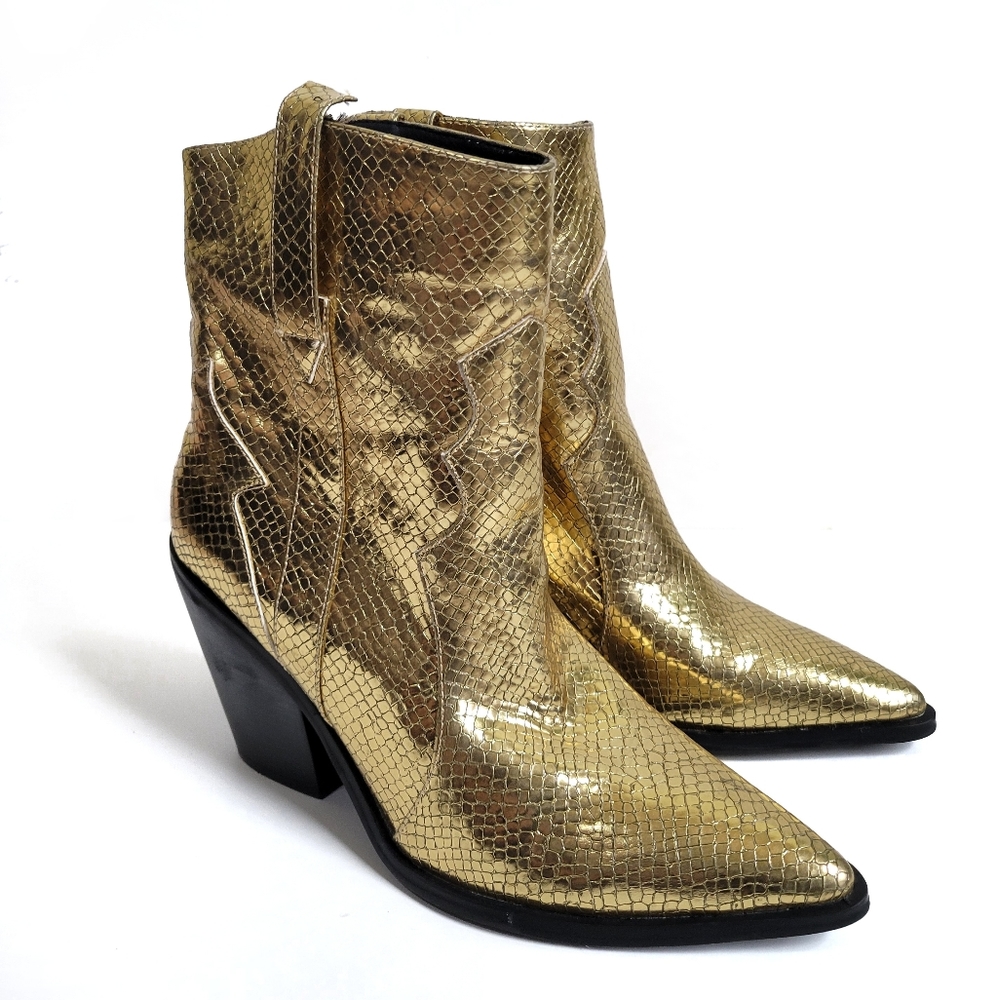 Madden Girl Gold Western Style Cowboy Ankle Booties Holsterr Size 10